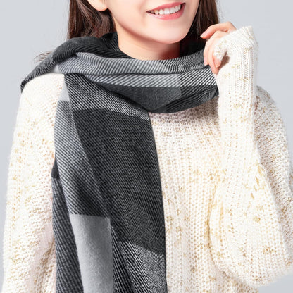 Women's Long Plaid Blanket Chunky Oversized Winter Fall Warm Scarf-Toppalletfly