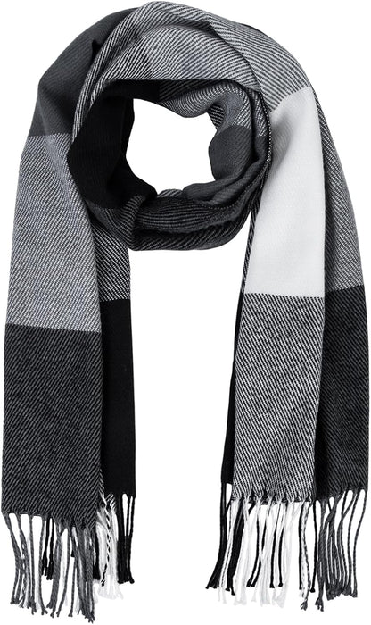 Women's Long Plaid Blanket Chunky Oversized Winter Fall Warm Scarf-Toppalletfly