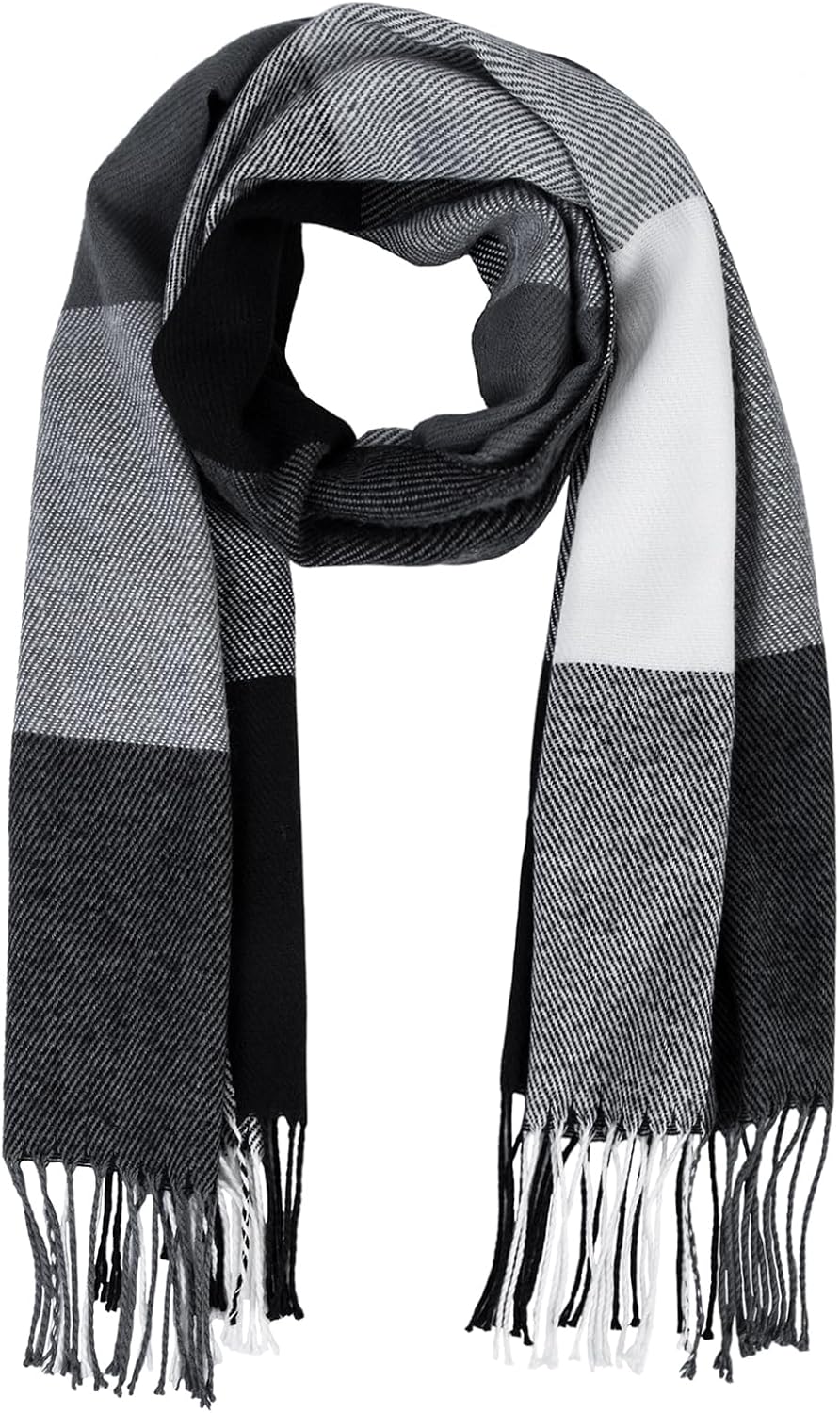 Women's Long Plaid Blanket Chunky Oversized Winter Fall Warm Scarf-Toppalletfly