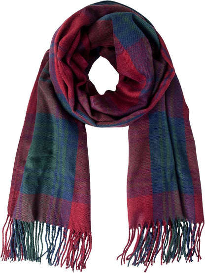 Women's Long Plaid Blanket Chunky Oversized Winter Fall Warm Scarf-Toppalletfly