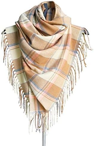 Women's Long Plaid Blanket Chunky Oversized Winter Fall Warm Scarf-Toppalletfly