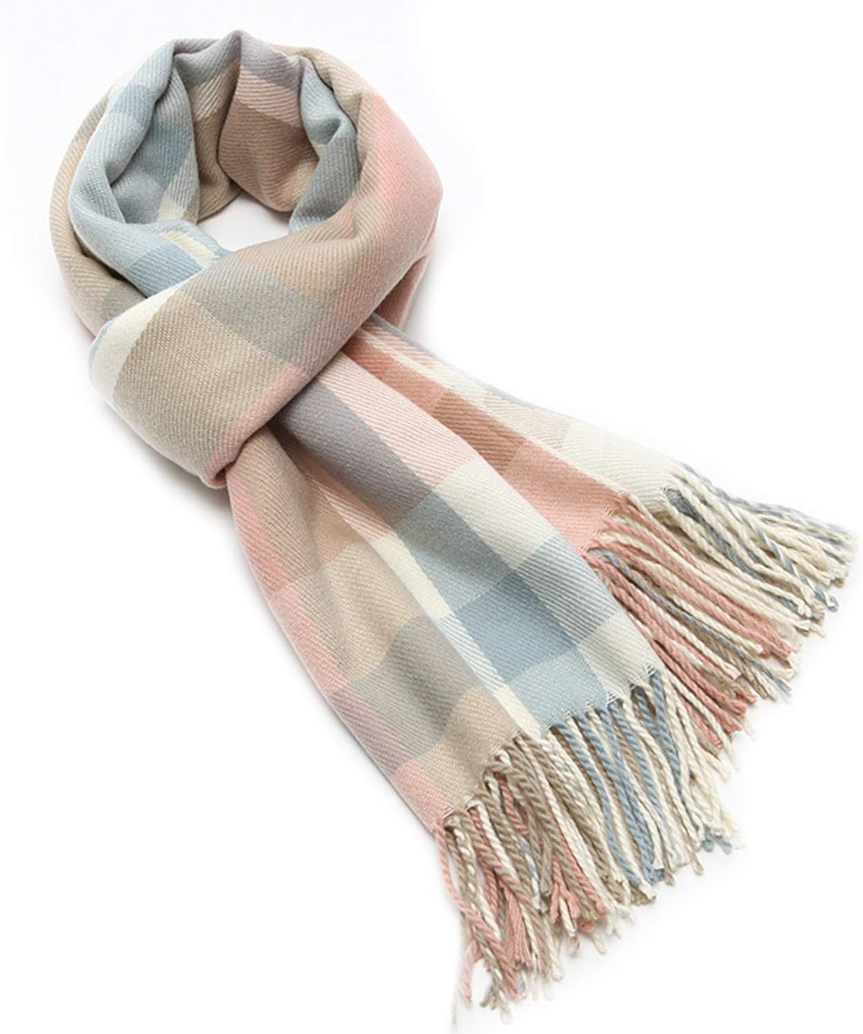 Women's Long Plaid Blanket Chunky Oversized Winter Fall Warm Scarf-Toppalletfly