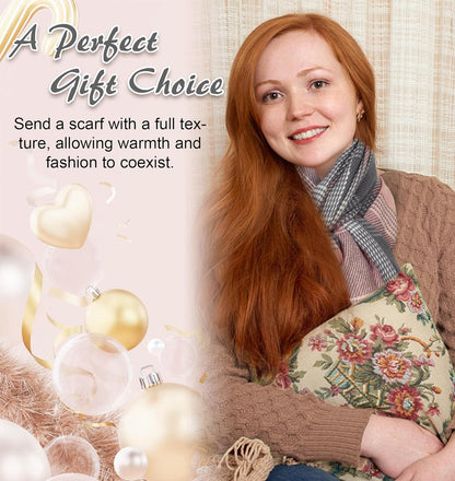 Women's Long Plaid Blanket Chunky Oversized Winter Fall Warm Scarf-Toppalletfly