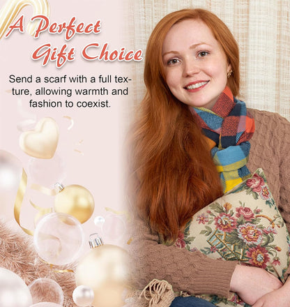 Women's Long Plaid Blanket Chunky Oversized Winter Fall Warm Scarf-Toppalletfly