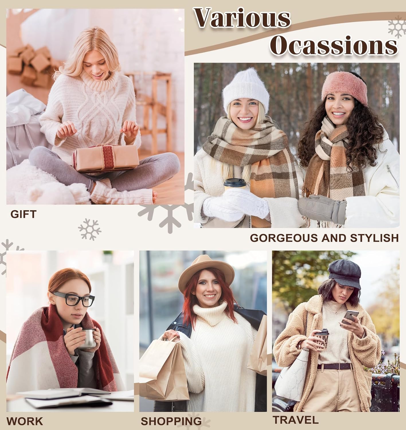 Women's Long Plaid Blanket Chunky Oversized Winter Fall Warm Scarf-Toppalletfly