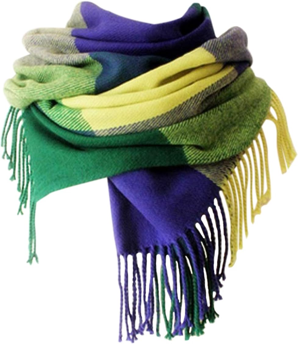 Women's Long Plaid Blanket Chunky Oversized Winter Fall Warm Scarf-Toppalletfly