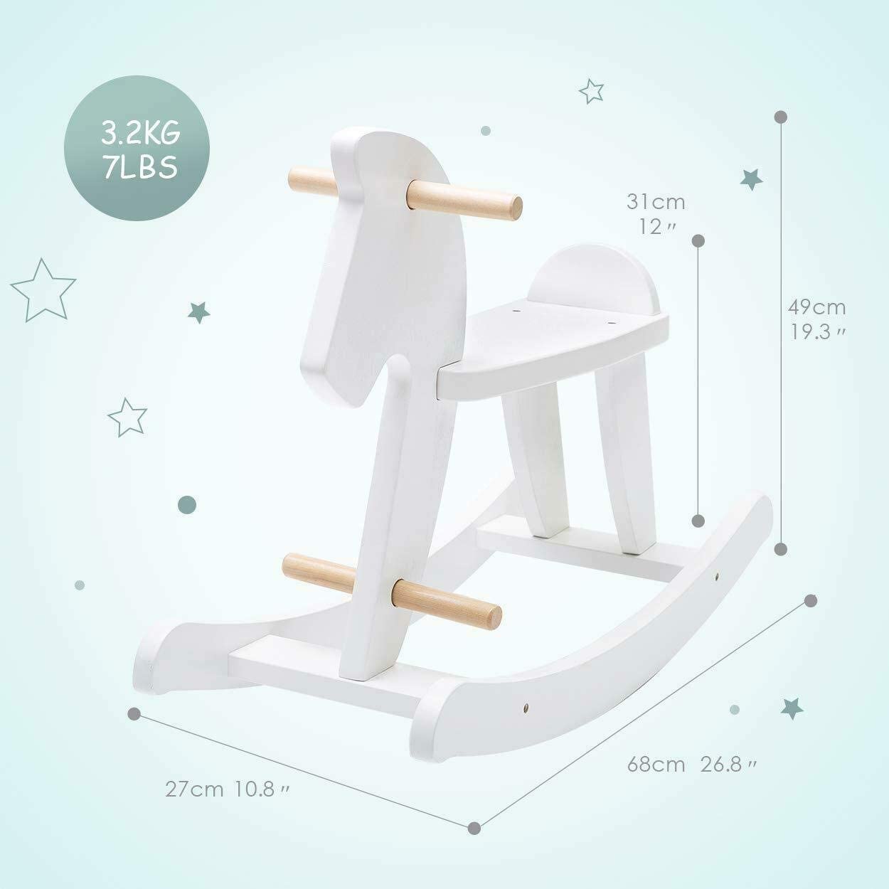 Wooden Rocking Horse, Baby Wood Ride On Toys for 18 Months Up-Toppalletfly