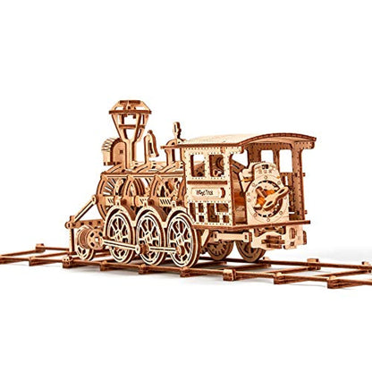 Wooden Toy Train Set with Railway - 34x7″ - Locomotive Train Toy Mechanical Model Kit - 3D Wooden Puzzle-Toppalletfly