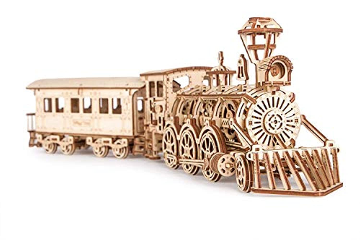 Wooden Toy Train Set with Railway - 34x7″ - Locomotive Train Toy Mechanical Model Kit - 3D Wooden Puzzle - Toppalletfly