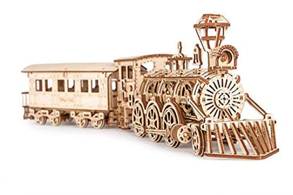 Wooden Toy Train Set with Railway - 34x7″ - Locomotive Train Toy Mechanical Model Kit - 3D Wooden Puzzle-Toppalletfly
