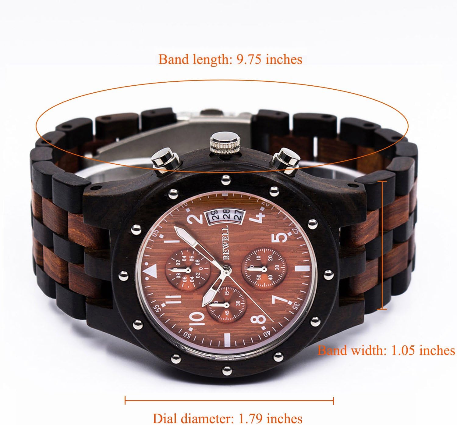 Wooden Watch Quartz Analog Movement Date Wristwatch for Men-Toppalletfly