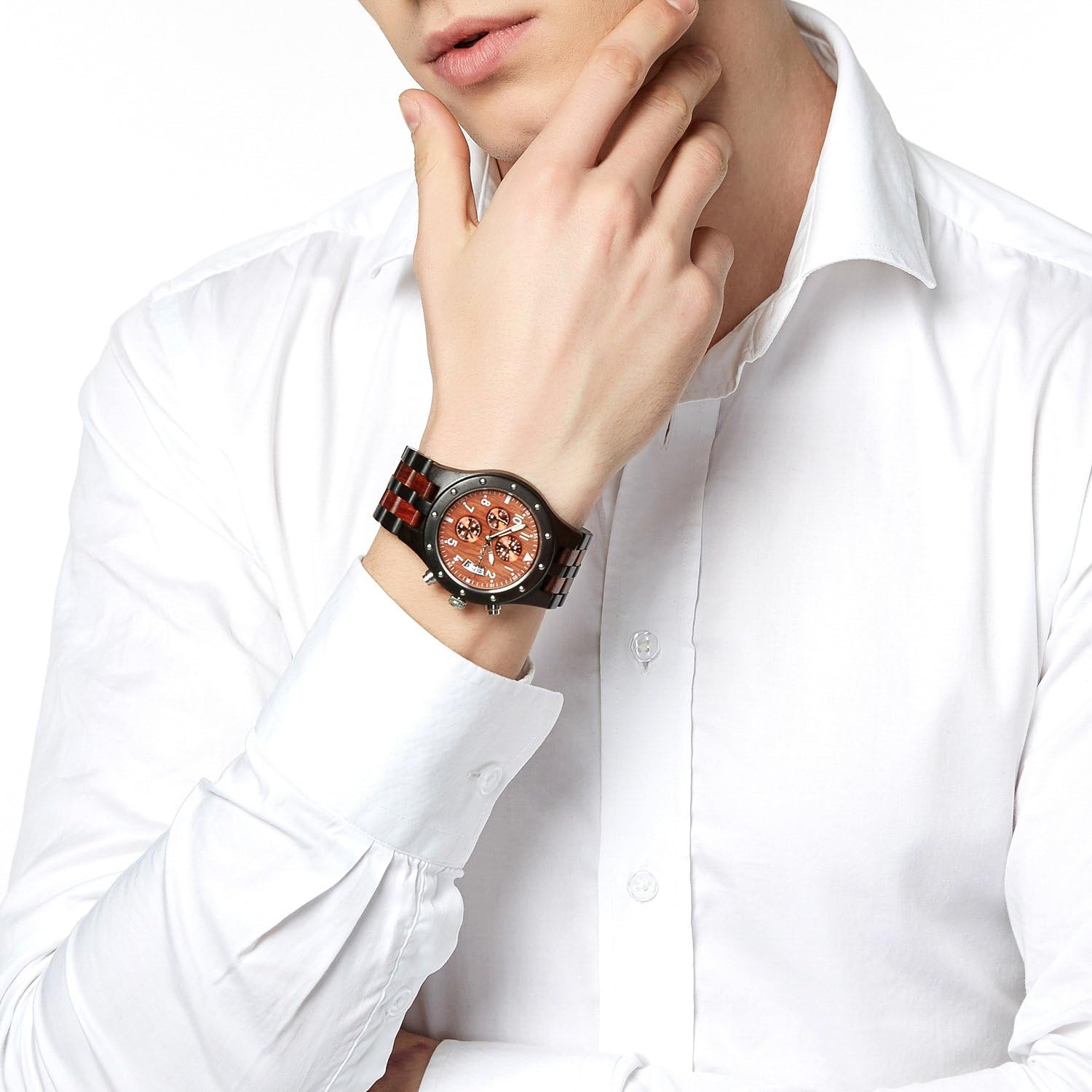 Wooden Watch Quartz Analog Movement Date Wristwatch for Men - Toppalletfly