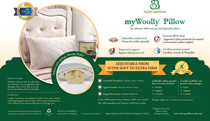 Wool Pillow, Ideal for Sleeping and Avoiding Neck Pain, Hypoallergenic, Natural Adjustable Washable-Toppalletfly