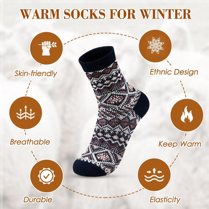 Wool Socks – Cozy, Warm, Thick Knit Socks for Women & Men, 2 Sets-Toppalletfly