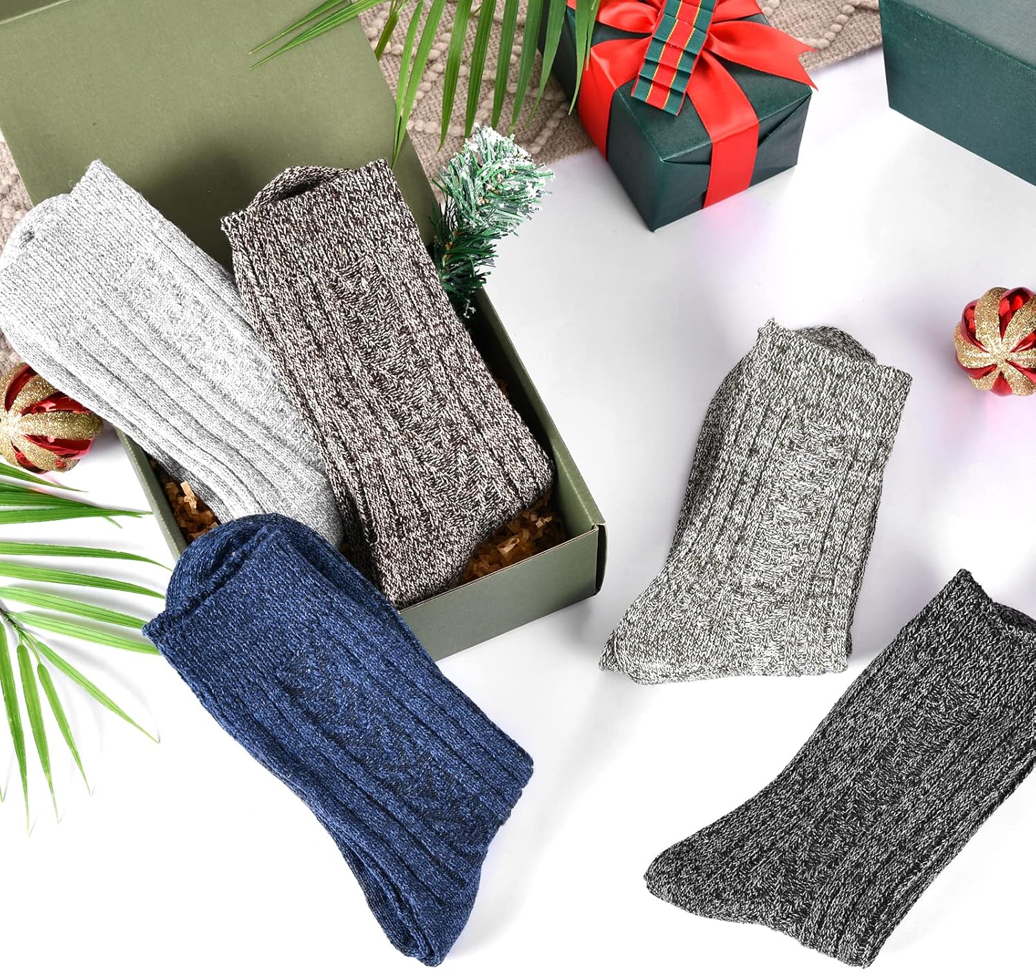 Wool Socks – Cozy, Warm, Thick Knit Socks for Women & Men, 2 Sets-Toppalletfly