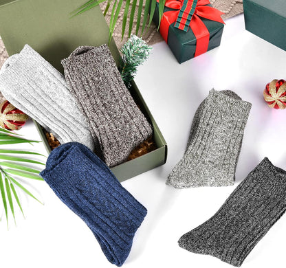 Wool Socks – Cozy, Warm, Thick Knit Socks for Women & Men, 2 Sets-Toppalletfly