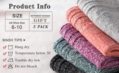 Wool Socks – Cozy, Warm, Thick Knit Socks for Women & Men, 2 Sets-Toppalletfly