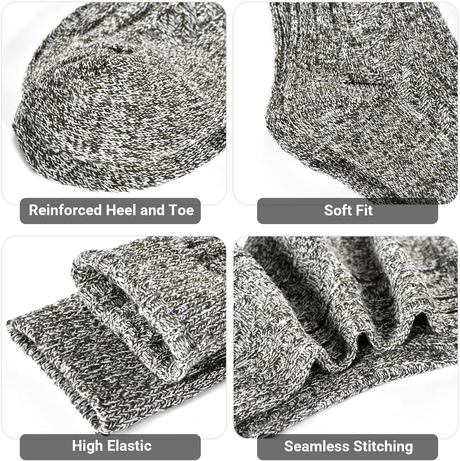 Wool Socks – Cozy, Warm, Thick Knit Socks for Women & Men, 2 Sets-Toppalletfly