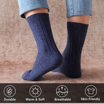 Wool Socks – Cozy, Warm, Thick Knit Socks for Women & Men, 2 Sets-Toppalletfly