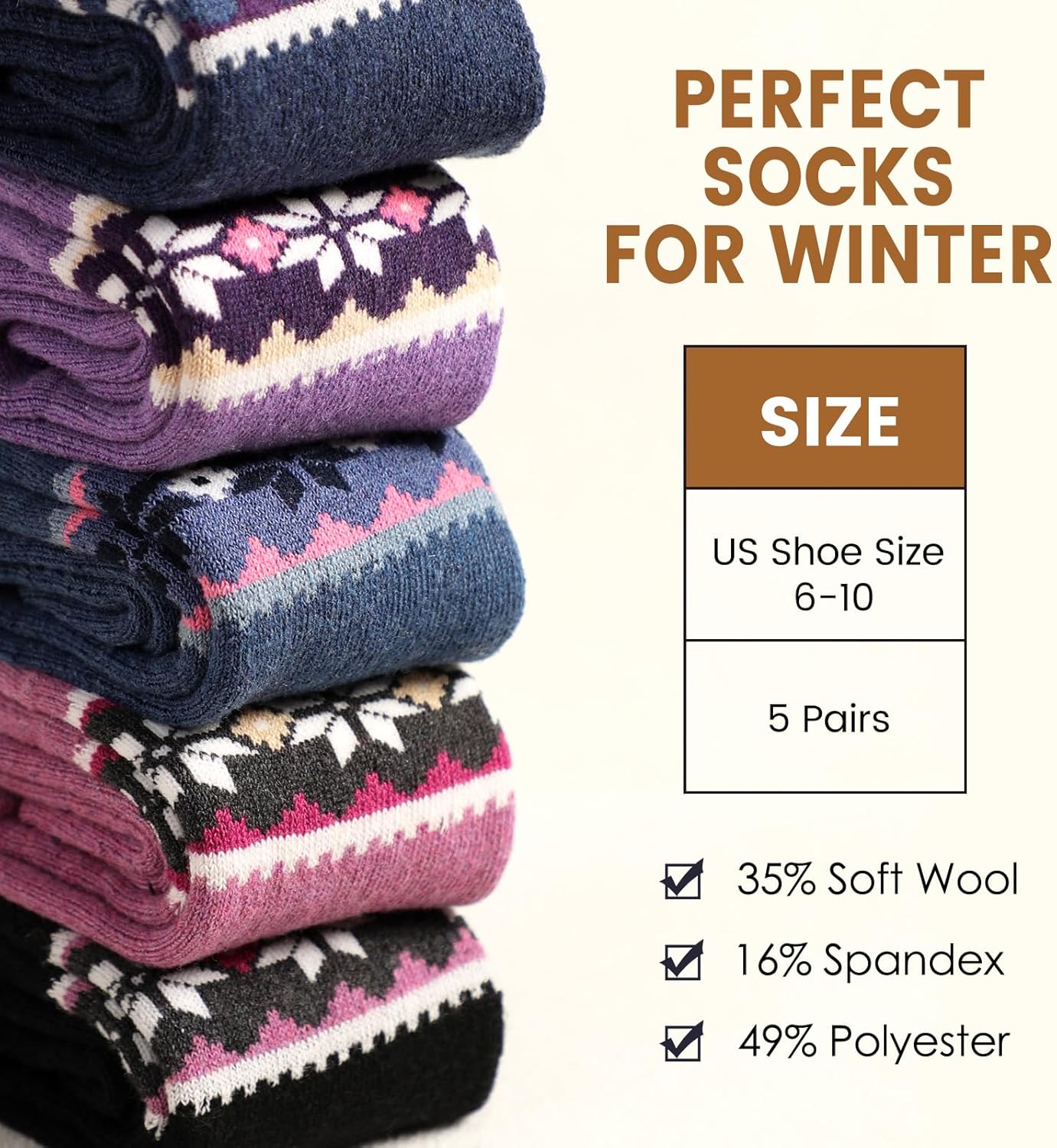 Wool Socks – Cozy, Warm, Thick Knit Socks for Women & Men, 2 Sets-Toppalletfly