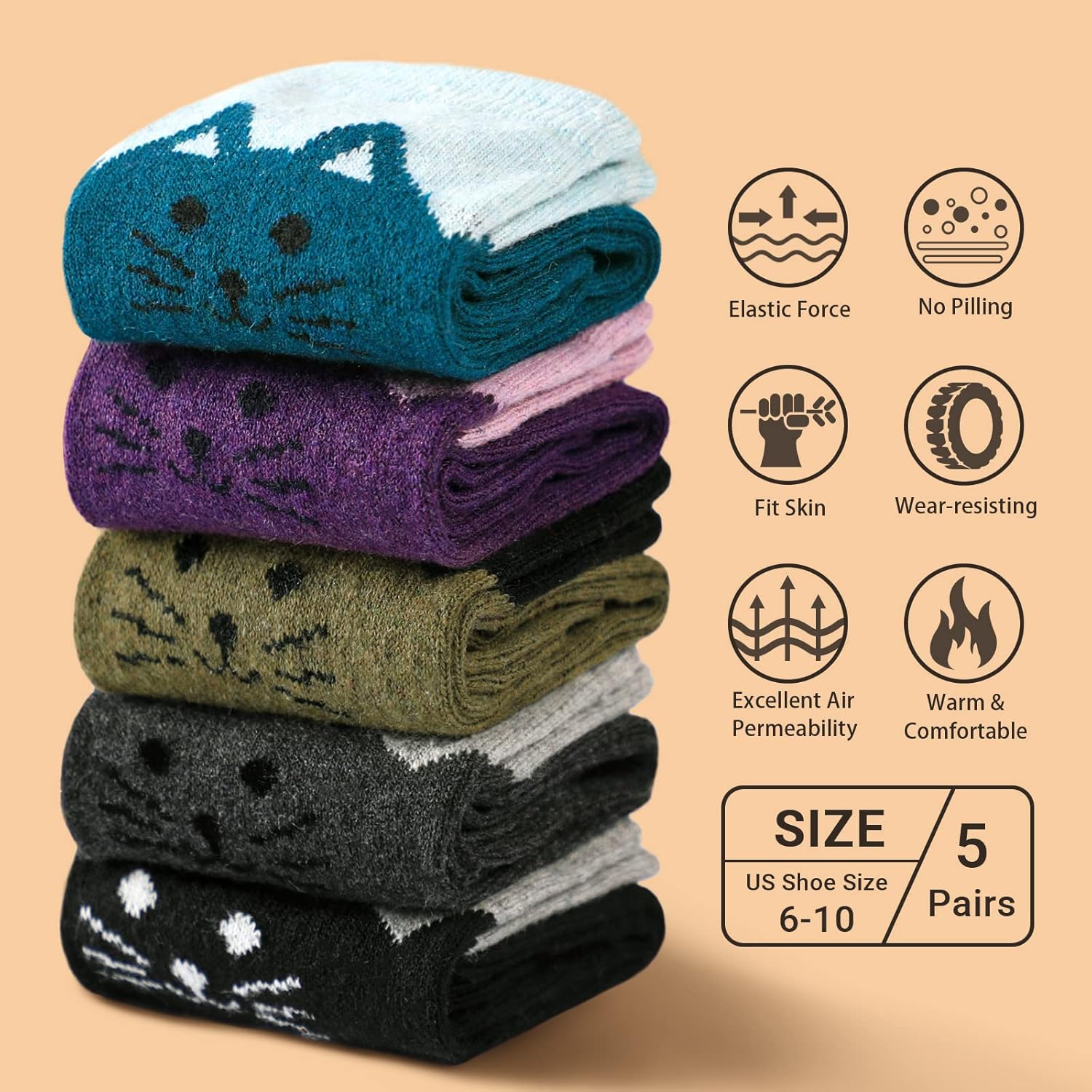 Wool Socks – Cozy, Warm, Thick Knit Socks for Women & Men, 2 Sets-Toppalletfly