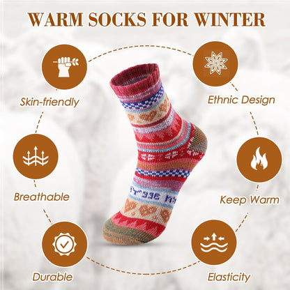 Wool Socks – Cozy, Warm, Thick Knit Socks for Women & Men, 2 Sets-Toppalletfly