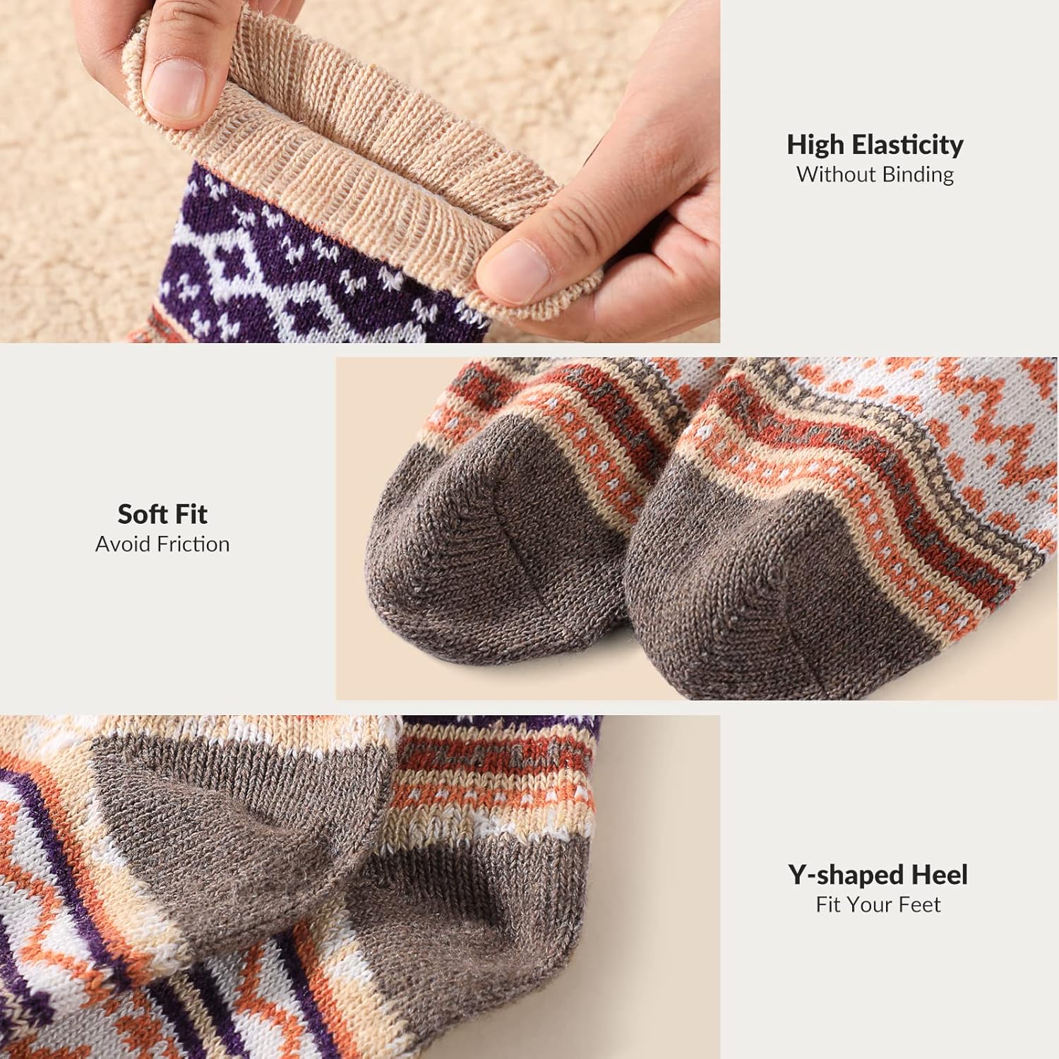 Wool Socks – Cozy, Warm, Thick Knit Socks for Women & Men, 2 Sets-Toppalletfly