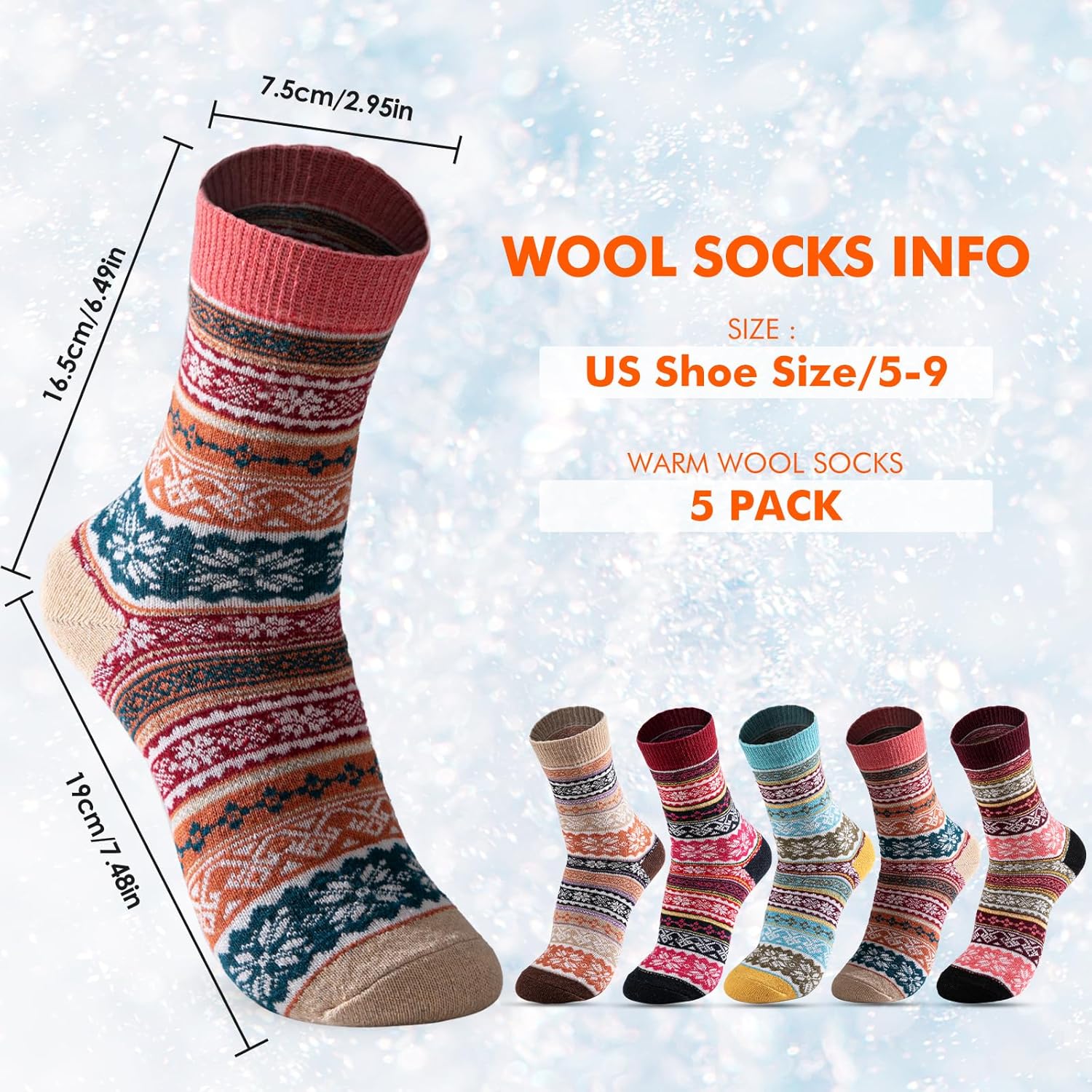 Wool Socks – Cozy, Warm, Thick Knit Socks for Women & Men, 2 Sets-Toppalletfly