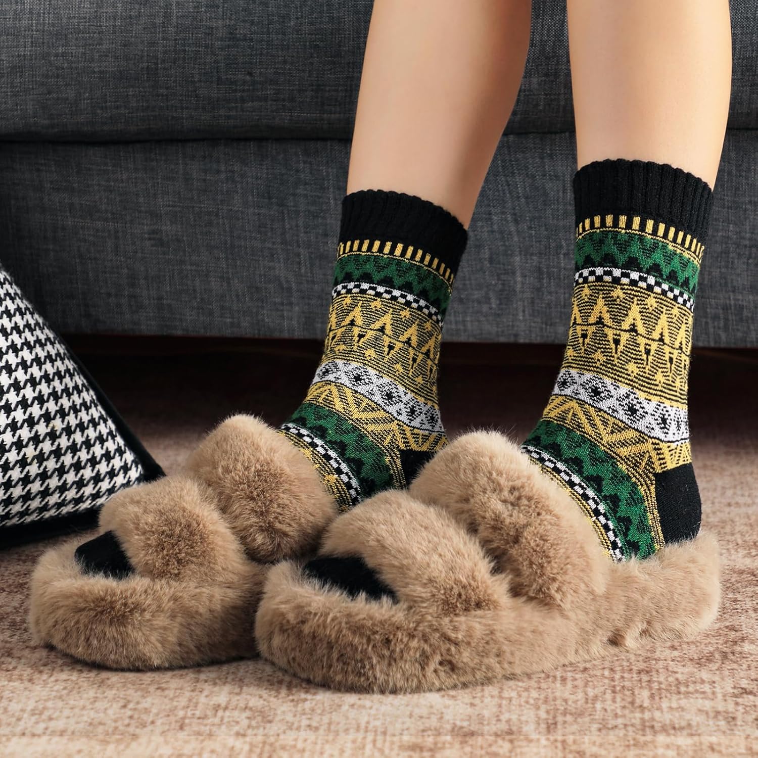 Wool Socks – Cozy, Warm, Thick Knit Socks for Women & Men, 2 Sets-Toppalletfly