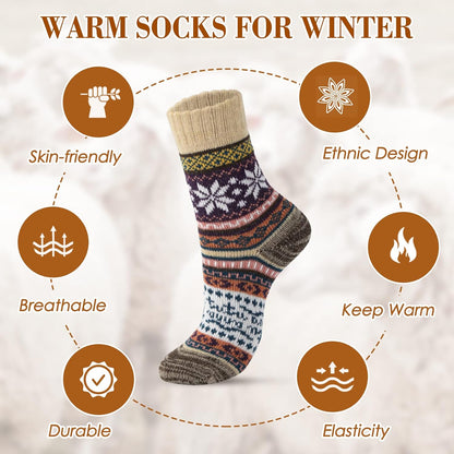 Wool Socks – Cozy, Warm, Thick Knit Socks for Women & Men, 2 Sets-Toppalletfly