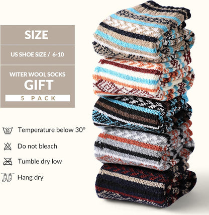 Wool Socks – Cozy, Warm, Thick Knit Socks for Women & Men, 2 Sets-Toppalletfly