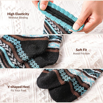 Wool Socks – Cozy, Warm, Thick Knit Socks for Women & Men, 2 Sets-Toppalletfly