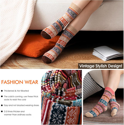 Wool Socks – Cozy, Warm, Thick Knit Socks for Women & Men, 2 Sets-Toppalletfly