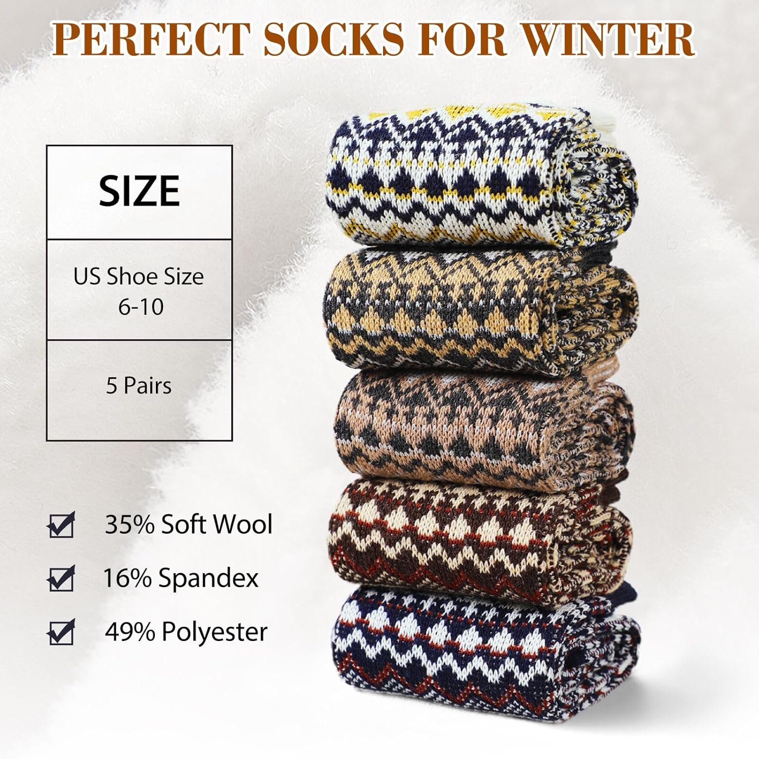 Wool Socks – Cozy, Warm, Thick Knit Socks for Women & Men, 2 Sets-Toppalletfly