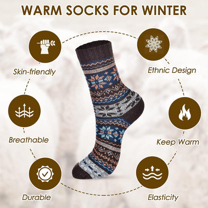Wool Socks – Cozy, Warm, Thick Knit Socks for Women & Men, 2 Sets-Toppalletfly