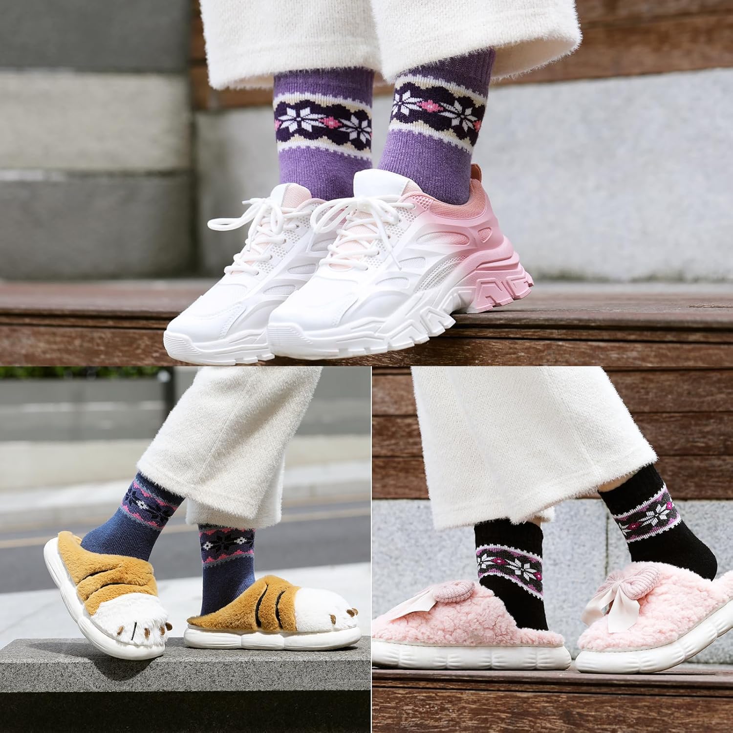 Wool Socks – Cozy, Warm, Thick Knit Socks for Women & Men, 2 Sets-Toppalletfly