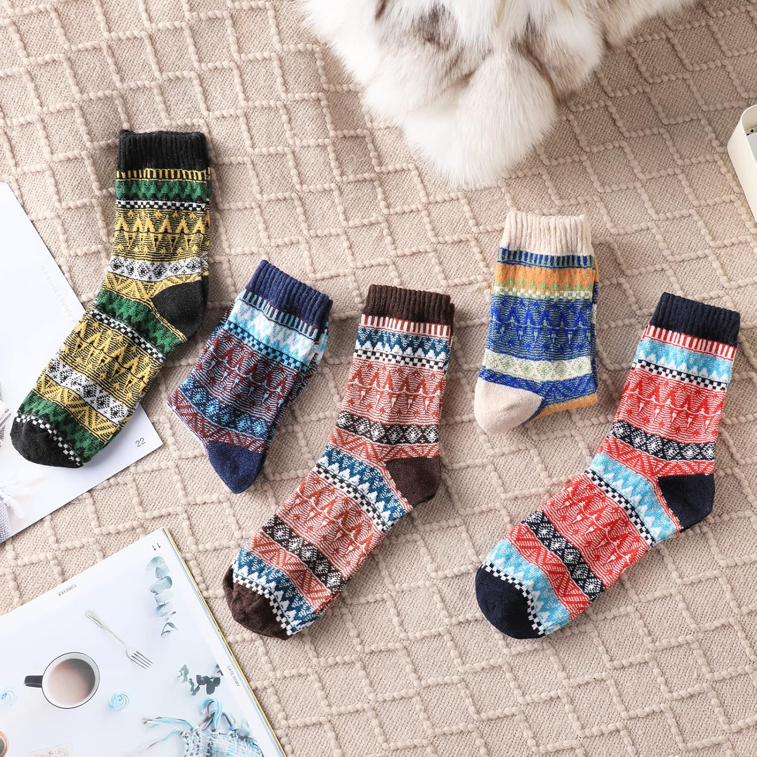 Wool Socks – Cozy, Warm, Thick Knit Socks for Women & Men, 2 Sets-Toppalletfly