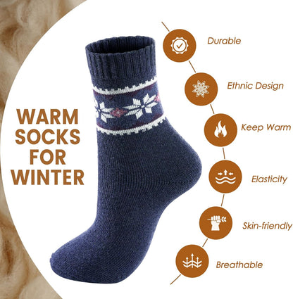Wool Socks – Cozy, Warm, Thick Knit Socks for Women & Men, 2 Sets-Toppalletfly